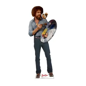212 MAIN Lifesize Cardboard Cutout - 74x29 in. Advanced Graphics Bob Ross and Friend Print, Easel Back, Party Accent, Room Decor