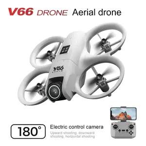 V66 Drone with 180° Remote Control Camera, HD Dual Camera, 50X Zoom, Optical Flow Hover, Obstacle Avoidance, Gesture Control, One-Key Takeoff/Landing, Trajectory Flight, LED Night Light, Blade Protection, Foldable for Adults Beginners