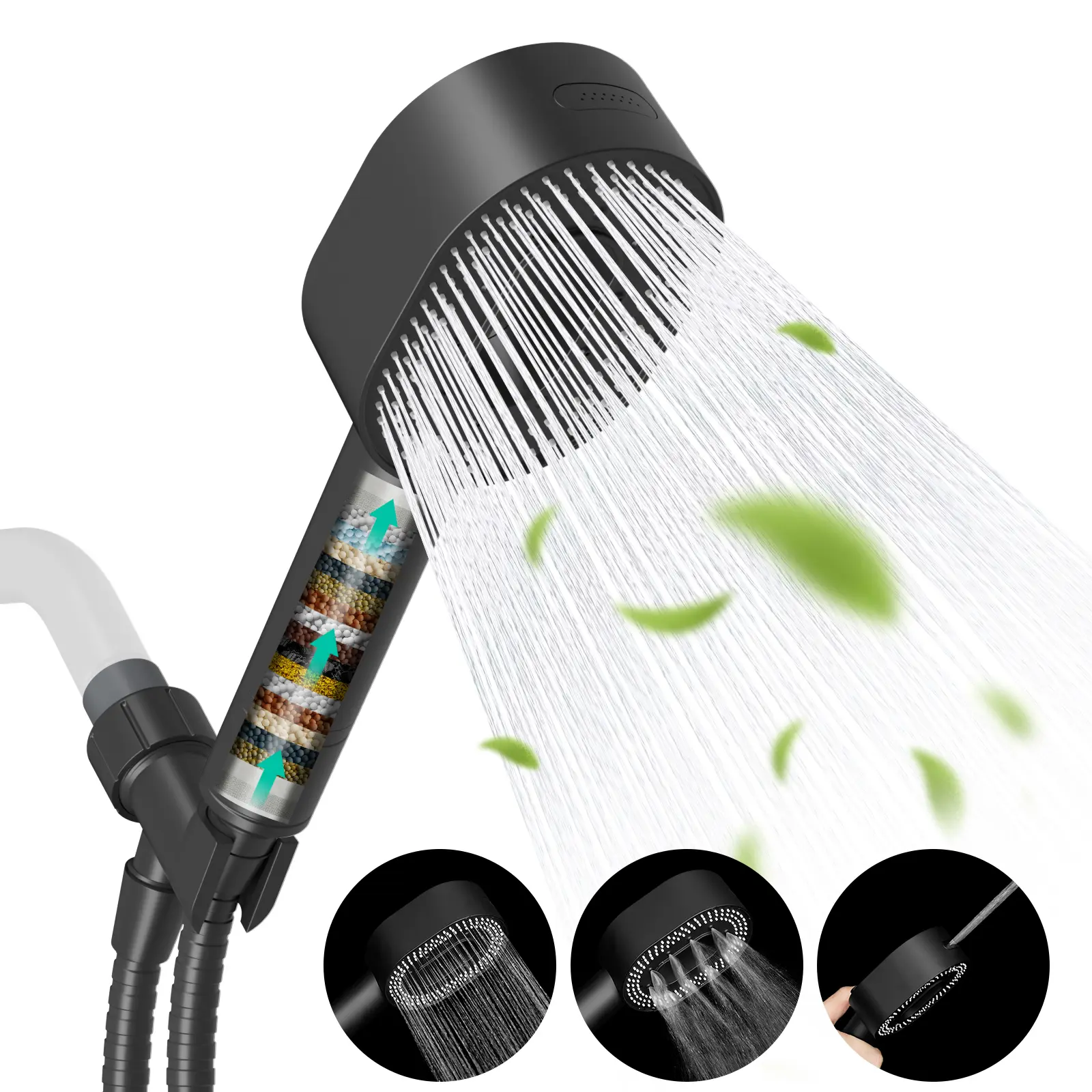 Upgraded Filtered Handheld Shower Head with 20 Stage Filtration System High Pressure 3 Sprays Handheld Showerhead with 20 Stage Filter Remove Chlorine with Shower Head Holder 59'' Hose Wall Mount, Shower Heads, Filtered Shower Heads