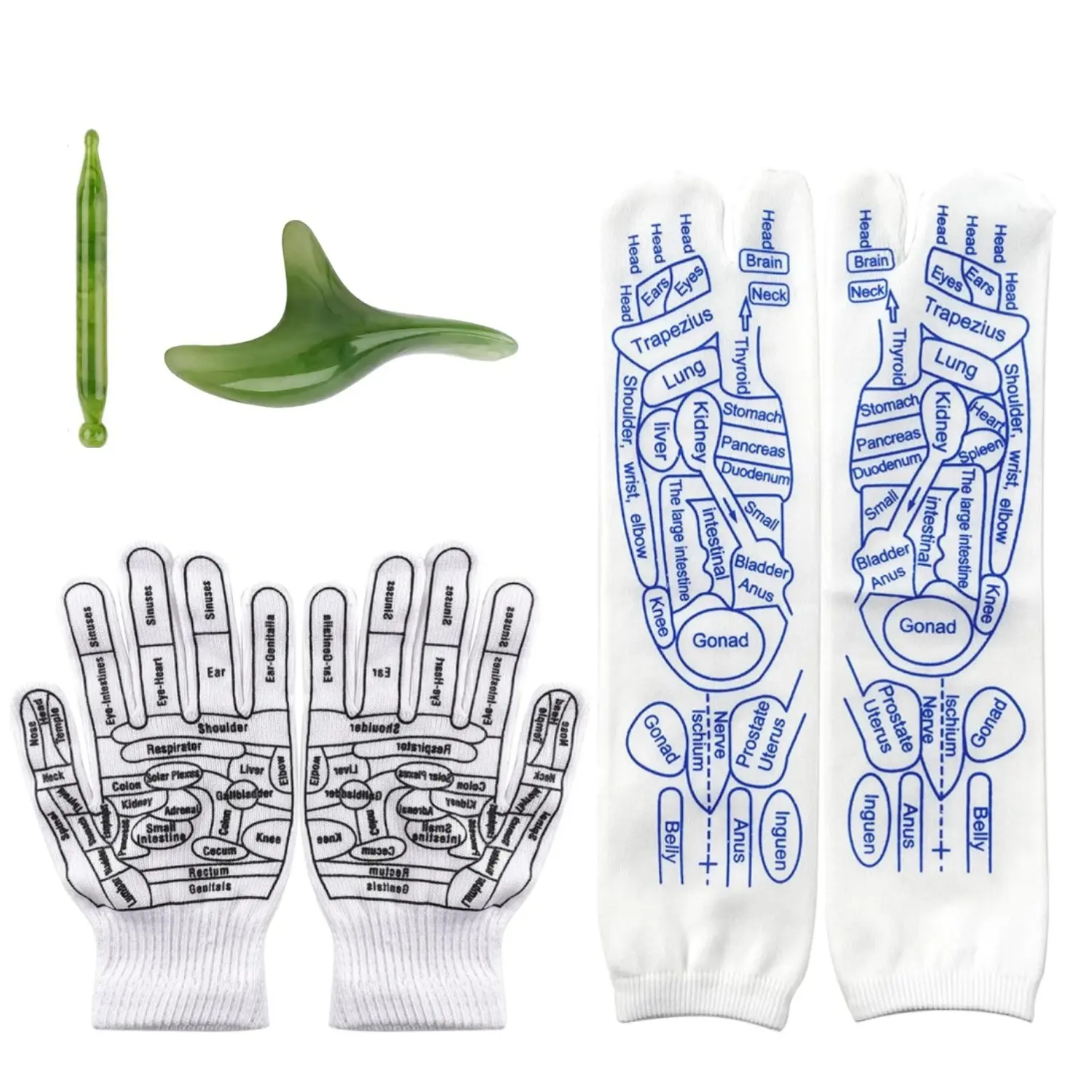 Reflexology Socks Set with Massage Tool and Gloves ,Foot Relief and Acupressure Reflexology Foot Massage Socks, White - Home Improvement.