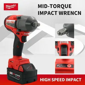 Milwaukee M18 Cordless Power Tool Set ,1000/900N.M Impact Wrenches, Ratchet Wrench, High-Capacity Battery , For Automotive Service, Construction Projects , Offers Robust Power,Provides Strong Torque,  All-Day Battery Compatibility
