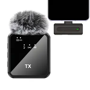 Wireless lavalier microphone, audio video recording, mini microphone for iPhone, Android, laptops, rechargeable for live games, interviews, podcasts, conferences, Live Podcast Equipment, Live Streaming Mic