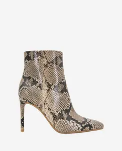 Quincy Snakeskin Leather Heel Ankle Bootie