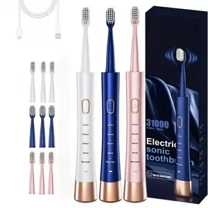 Electric Toothbrush, Sonic Type for Adults & Teens, 3 Brush Heads, 5 Modes, , IPX7 Waterproof, 2 Minutes Timer,One Charge for 30 Days