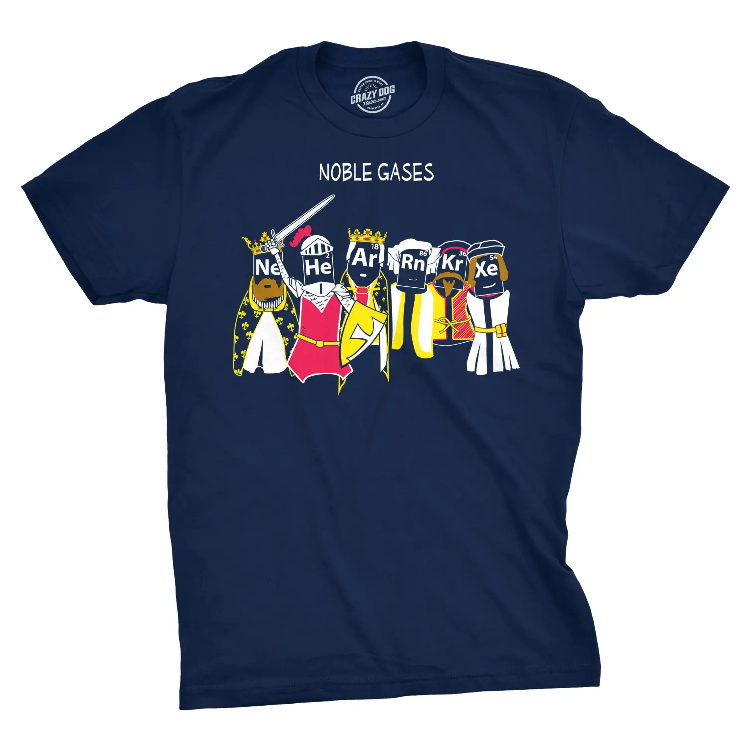 Mens Noble Gases Science T Shirt Funny Periodic Table Nerdy Graphic Tee Geeks Mens Funny T Shirts Cool Vintage Fashion T-Shirt Gift Classic Menswear Science Apparel for Men Funny Nerd Short Sleeve Novelty Tees Navy