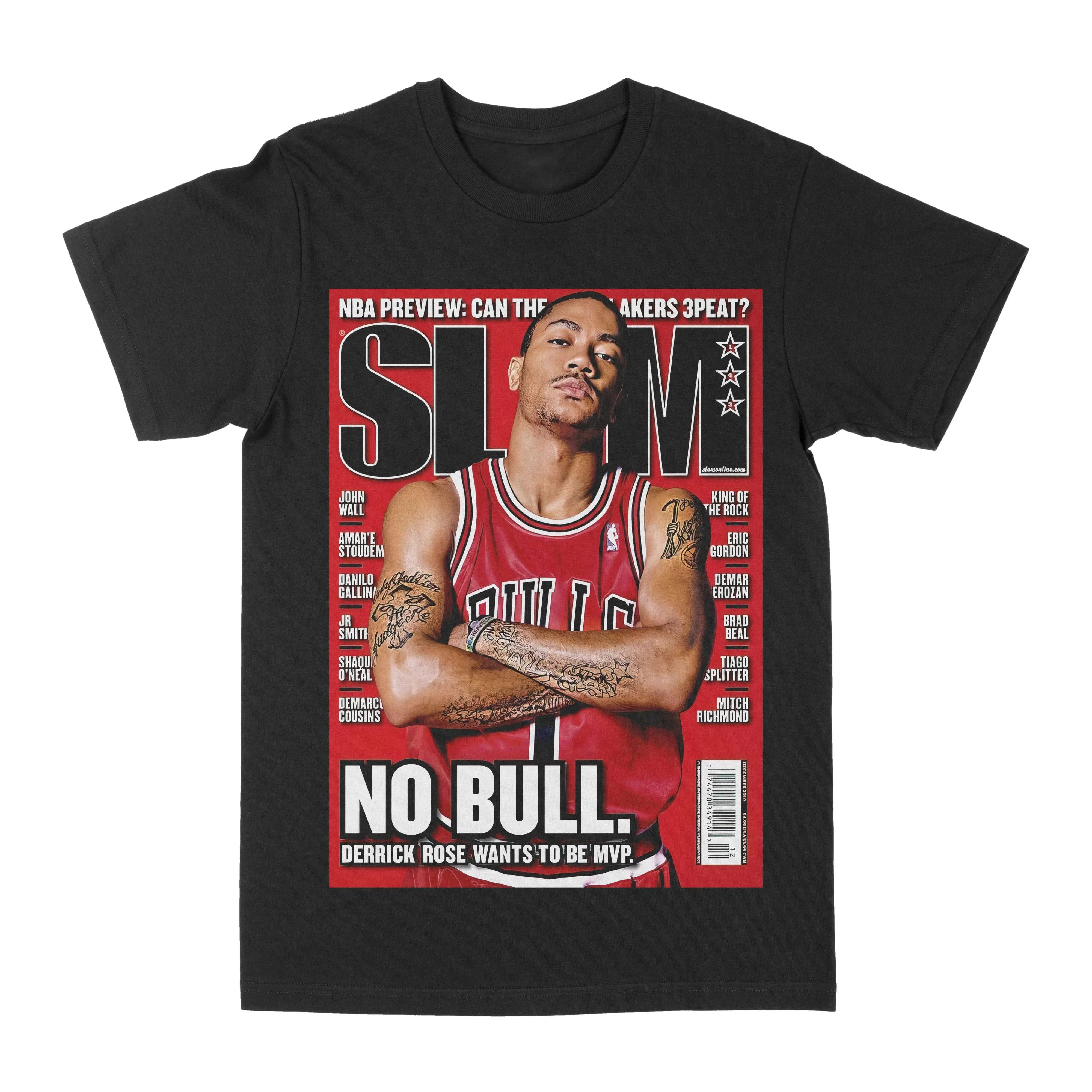 Derrick Rose Slam Magazine Graphic Tee, Y2K Rap Streetwear T-Shirt, Unisex Crew Neck, Vintage Hip-Hop Graphic, Sports Style, Casual Cotton Fit