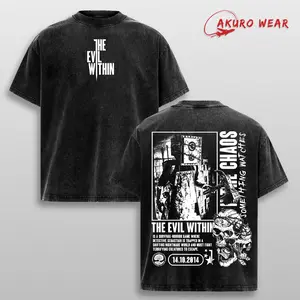 The Evil Within Oversized Horror Game Tee Washed Graphic Gamer Shirt Heavyweight Streetwear