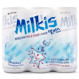 Lotte Milkis Soda Drink, Milk and Yogurt Flavor 250ml 6 can