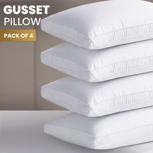 Utopia Bedding Bed Pillows for Sleeping - Set of 4 Gusseted Pillows Set - King, Queen, & Standard Size (White)