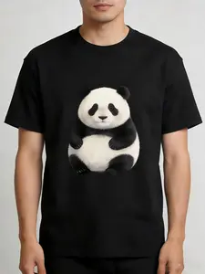 Cute Panda Graphic Tee T Shirt Funny Animal Lover Tee for Men Women Cool Graphic Tee Good Graphic Tees Casual Street Style Tee 90s Graphic Tees Trendy Mens T Shirts Panda Lover Gift Tee Black White Animal Shirt