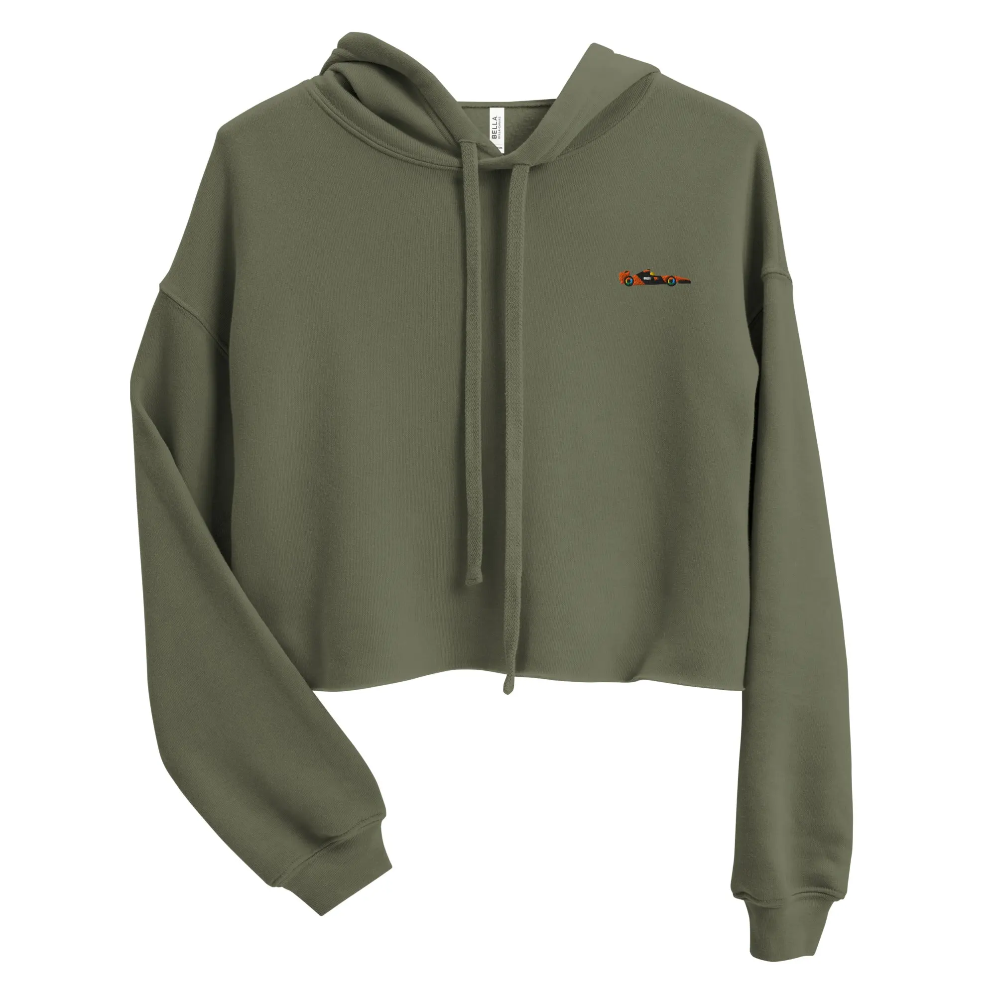 Papaya Motorsport Cropped Hoodie – Orange Race Car Left-Chest Edition