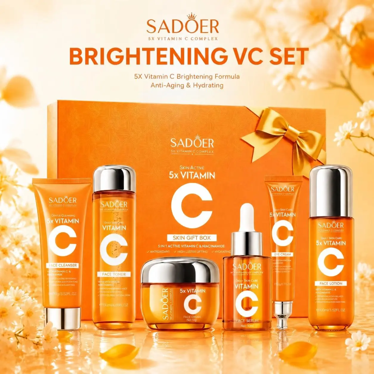 SADOER 5X Vitamin C Skin Care Set - Brightening, Anti-Aging & Hydrating Facial Kit for Glowing Skin SADOER 5X Vitamin C Skin Care Set - Brightening, Anti-Aging & Hydrating Facial Kit for Glowing Skin