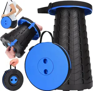 Fishboy Upgraded Collapsible Stool Lightweight & Sturdy Supports 400lbs Portable Retractable Folding Camping Stool for Fishing Hiking Travel & BBQ Multifunctional Telescopic Height Adjustable