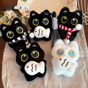 Black Cat Keychain Plush Bag Charm Cute Kawaii Gifts for Christmas Thanksgiving Accessories Valentine's Day Birthday Daughter granddaughter niece best friend girlfriend Christmas gift lady