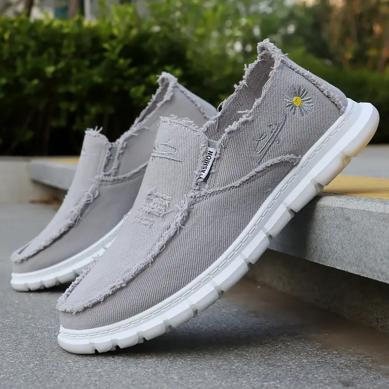 OFIREND | Women's Canvas Slip-On Loafers, Daisy Embroidered Slip-On Shoes, Lightweight Comfortable Walking Sneakers