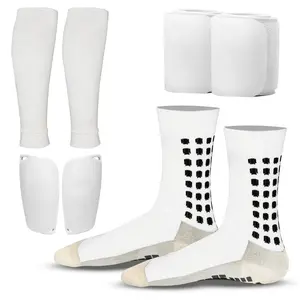 Soccer Bundle - Grip Sock, Shin Guards, Pre-Cut Sock Sleeves, and Shin Guard Straps Bundle – Essential Equipment for Futbol Players