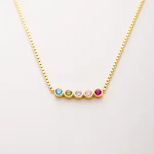 Birthstone Necklace with Box Chain