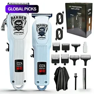 Professional Hair Clipper, Barber Hair Clippers, 1 Set Rechargeable Electric Clippers & Accessories Hair Grooming Kit, Great for Barbershops, Salons & Home Use
