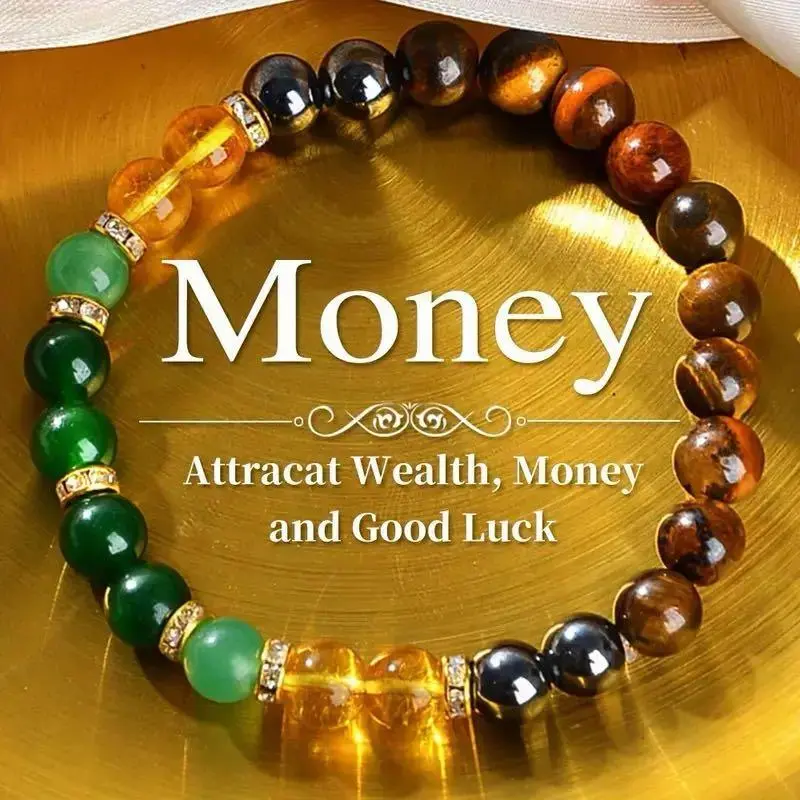 Money Bracelet with Black Onyx and Tiger's Eye - Luck Bracelet - Attract Wealth, Abundance and Prosperity
