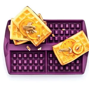 Silicone-Waffle Form - Purple Tray with Waffle Design for Dessert and Cake