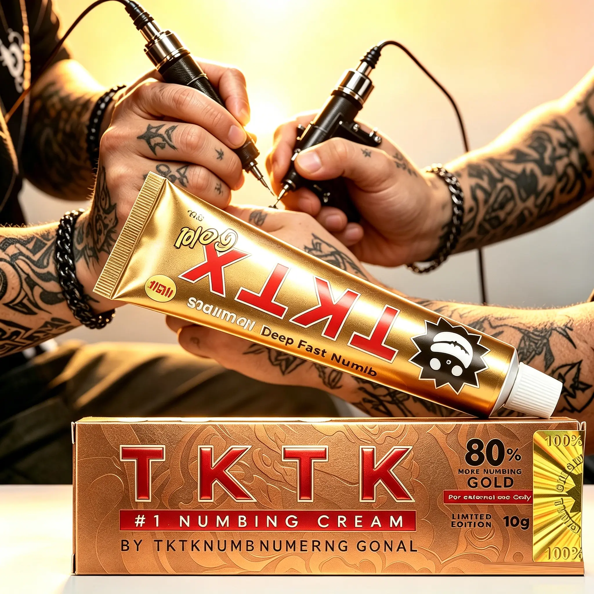 TKTX 80% Ultra Strong Tattoo Numbing Cream Tube (2+1 Pack) - Long-Acting Deep Numbing Gel, Pain Relief for Tattoos, Laser Removal, All Skin Types Premium Body Art Skin Care