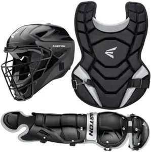 Easton Black Magic 2.0 Youth Baseball Catcher's Set - Helmet, Chest Protector, Leg Guards - Size Youth (Ages 9-12)