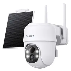 Cinnado 2K Solar/Battery Powered Security Cameras Outdoor - Cameras for Home Security Outside 2.4G WiFi, 360° Color Night Vision, 2 Way Audio, PIR Human Detection, Works with Alexa/Google Home surveillance cameras Solar Rechargeable