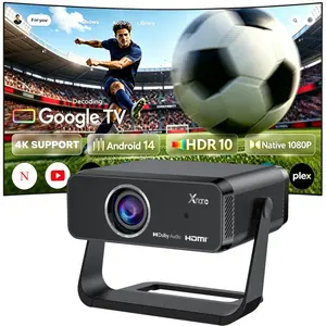 Portable Smart Projector | Native 1080P & 4K Support | Auto Focus, Android 14, WiFi 6, BT 5.1 | Perfect for Home, Bedroom Movies & Outdoor Camping