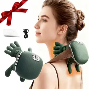 Portable Neck Massager, Heated Back Massage Pillow, Electric Pressure Point Massager, 3 Modes, 2 Heating Levels, 4D Deep Tissue Relief, Lightweight