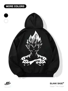 Dragon Ball Character Silhouette Print Loose Hoodie, Casual Breathable Sweatshirt for Men and Women, Trendy for Sports