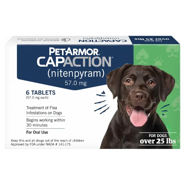 PetArmor CAPACTION Fast-Acting Oral Flea Treatment for Medium and Large Dogs, 6-Dose Flea Killer Tick Remover