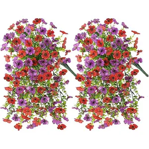 2 Piece Artificial Hanging Flowers, Artificial Hanging Plant, UV Resistant Outdoor Decor, Realistic Look, Perfect for Home Pots, Porch, Patio