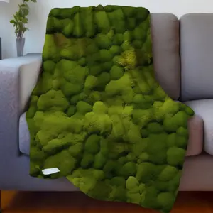 Lush Green Moss Pattern Throw Blanket - Soft Polyester, Machine Washable, All-Season Cozy For Sofa & Bed, Unique Gift Idea, Bedding Accessory |   Modern Home Decor |   Knitted Texture, Blankets For Couch