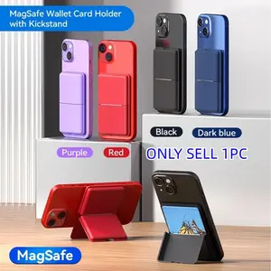 Cross-Border Compatible iPhone Magnetic Card Holder Stand, Universal Cellphone Smartphone Card Case for iPhone 12/13/14/15/16/17, Magsafe Rotating Axis