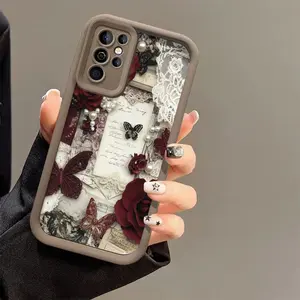 Romantic Rose Letter Compatible phone case for Samsung S26/S25/S23/S24/S22/S21/NOTE20/PLUS/ULTRA/FE/A54/A53/A52/A36/A35/A34/A33/A17/A16/A15/A14/A13 phone cover Rugged Durable soft shockproof protective Shell Protection Protection casing