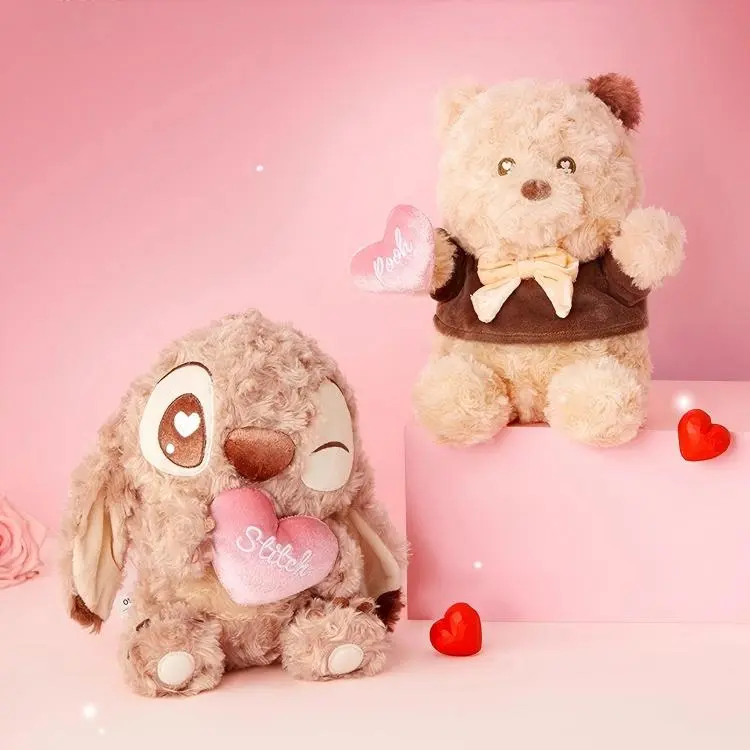 Disney Stitch Winnie Series No.10 Chocolate Costume Sitting Plush Doll - Cuddly Plushies, Cute Collectibles, Durable Fluffy Toy, Comfortable Valentine's Day Gift