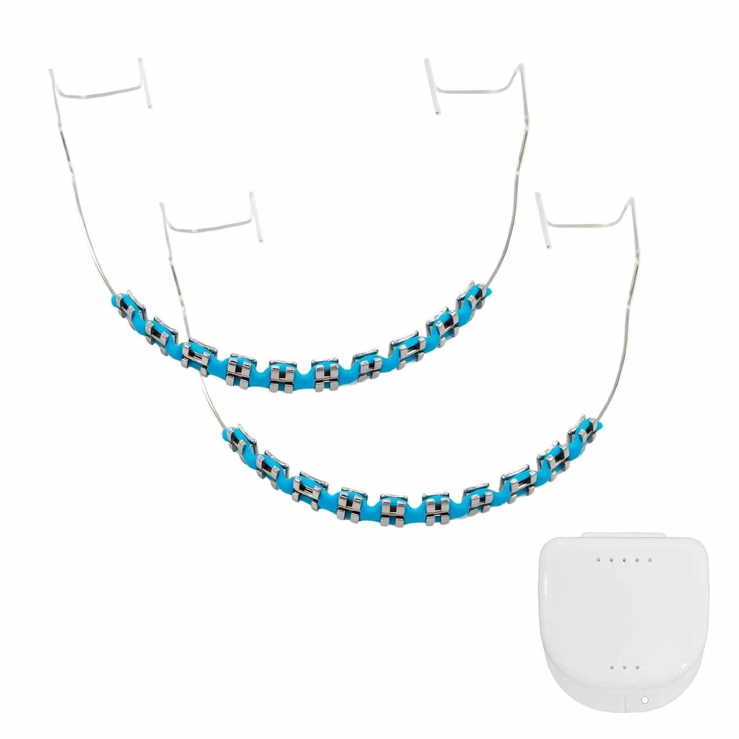 Light Blue Fake Braces Clip Ons, Beginner-Friendly Orthodontic Accessories for Teaching and Treatment Demos, Durable Pair Set with Storage Box, Durable For Demos, Easy Install, Clip On Braces, Classroom Demo, Teaching Aid, Beginners In Orthodontics, Clip-