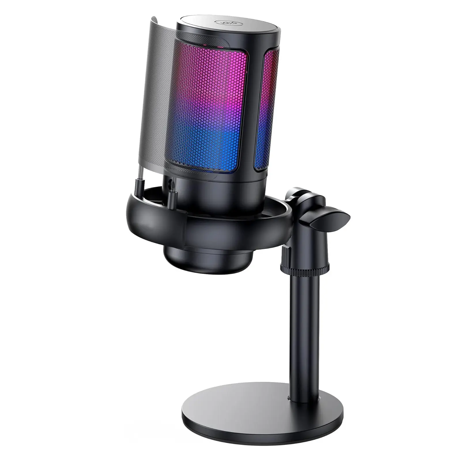 Gaming USB Microphone for PC, Podcast Microphone Kit for Streaming, Condenser Mic with Quick Mute, Pop Filterm, RGB Indicator, Shock Mount, Rotate gain button, Live Streaming Mic, Compatible with PS4/5/PC, Podcasting Desktop Mic, Podcast Equipment