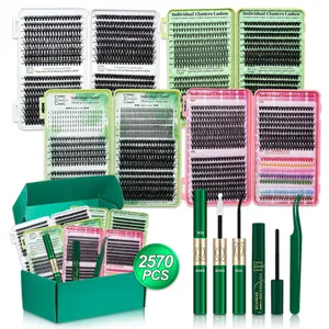 Lashsun 2570 PCS Cluster Eyelash Set, Eyelash Extensions Kit, Individual Lash Extension, D Curl 10 Styles Fluffy Eyelashes Cluster, Colored/Wispy Lashes, Lash Clusters, with Bond&Seal Lash Remover Lash Applicator, DIY at Home, Easy Apply for Makeup Daily