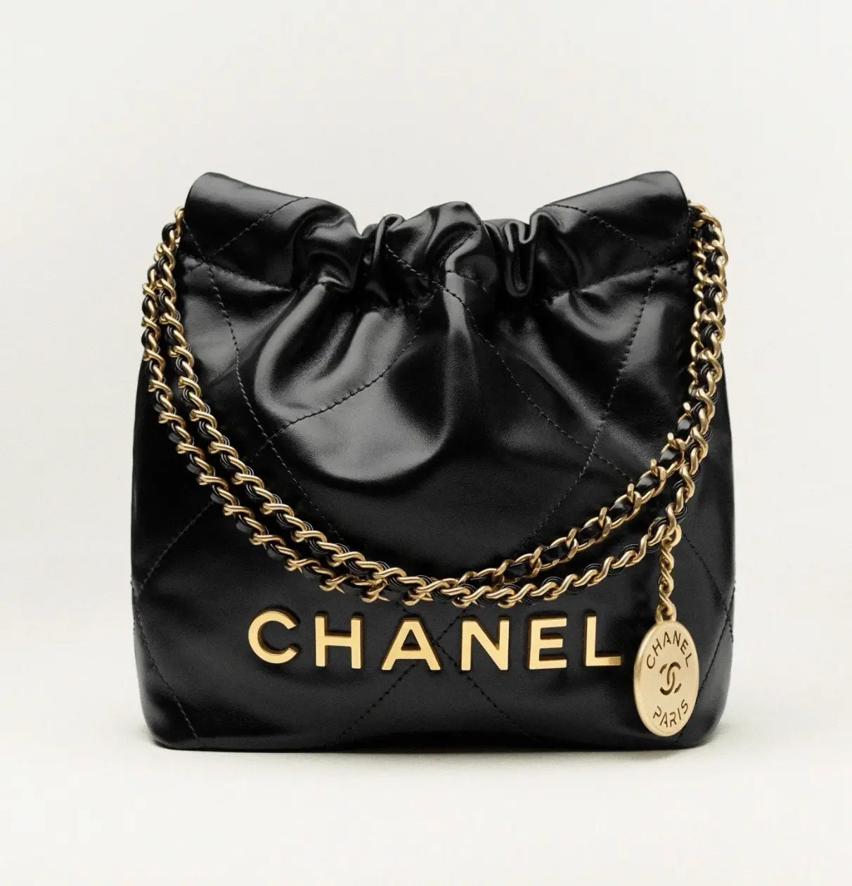 Pre-owned CHANEL 22 Mini Bag, Black with Gold Hardware, Chip Version【2604581】