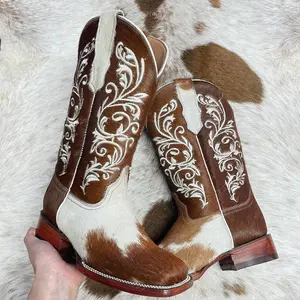 Chedron Women's Hair-On Hide Boots Square Toe