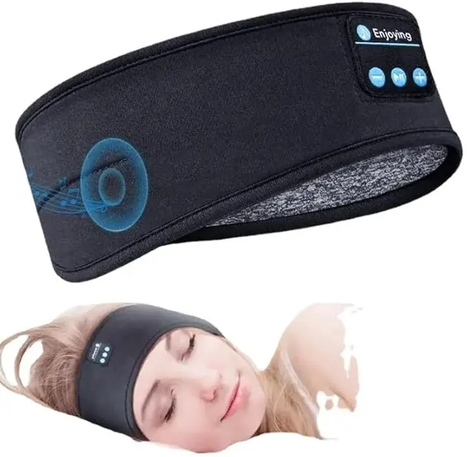 2-in-1 Magnetic Charging Wireless Headphones Headset - Adjustable Ergonomic Sleep Headband Mask with HD Stereo Speakers for Side Sleepers, Jogging, Yoga, Sturdy Noise-Free Electronic Audio Accessory