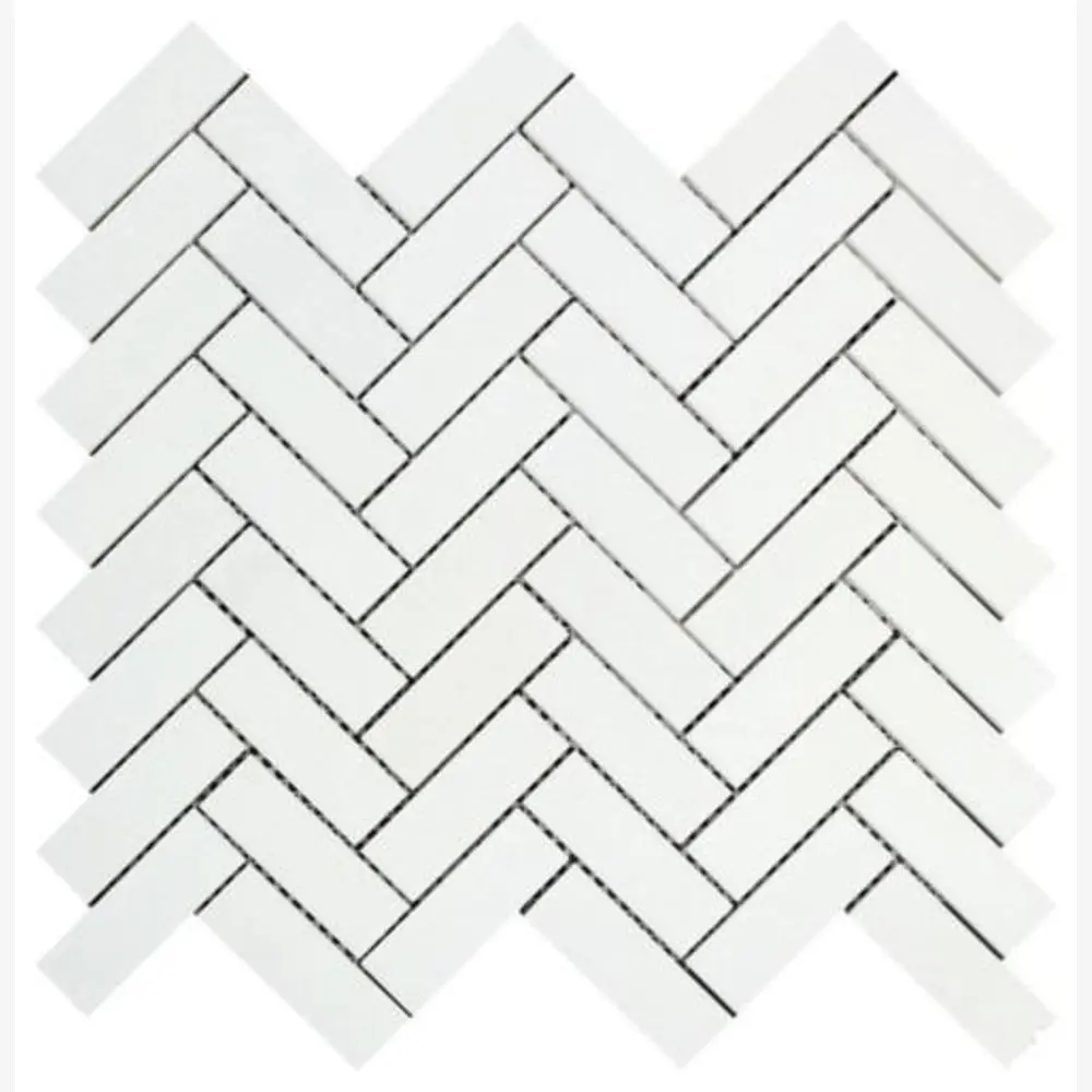 Thassos White Herringbone 1X3 Polished/Honed Marble Mosaic Tile