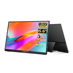 CAPERAVE 15.6" Portable Monitor for Laptop - Portrait & Landscape 1080P FHD External Display with Adjustable Kickstand, Smart Phone Mirroring Travel Screen for iPhone 15/16, Samsung Dex, PC