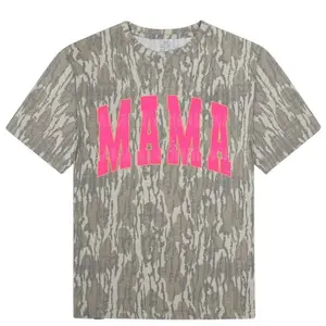 Pink Mama Mossy Oak Wash Out Turkey Track Tee Bottomland Camo Tee Unisex Design Comfortable Fabric Classic Sport Style Baseball Jersey Top