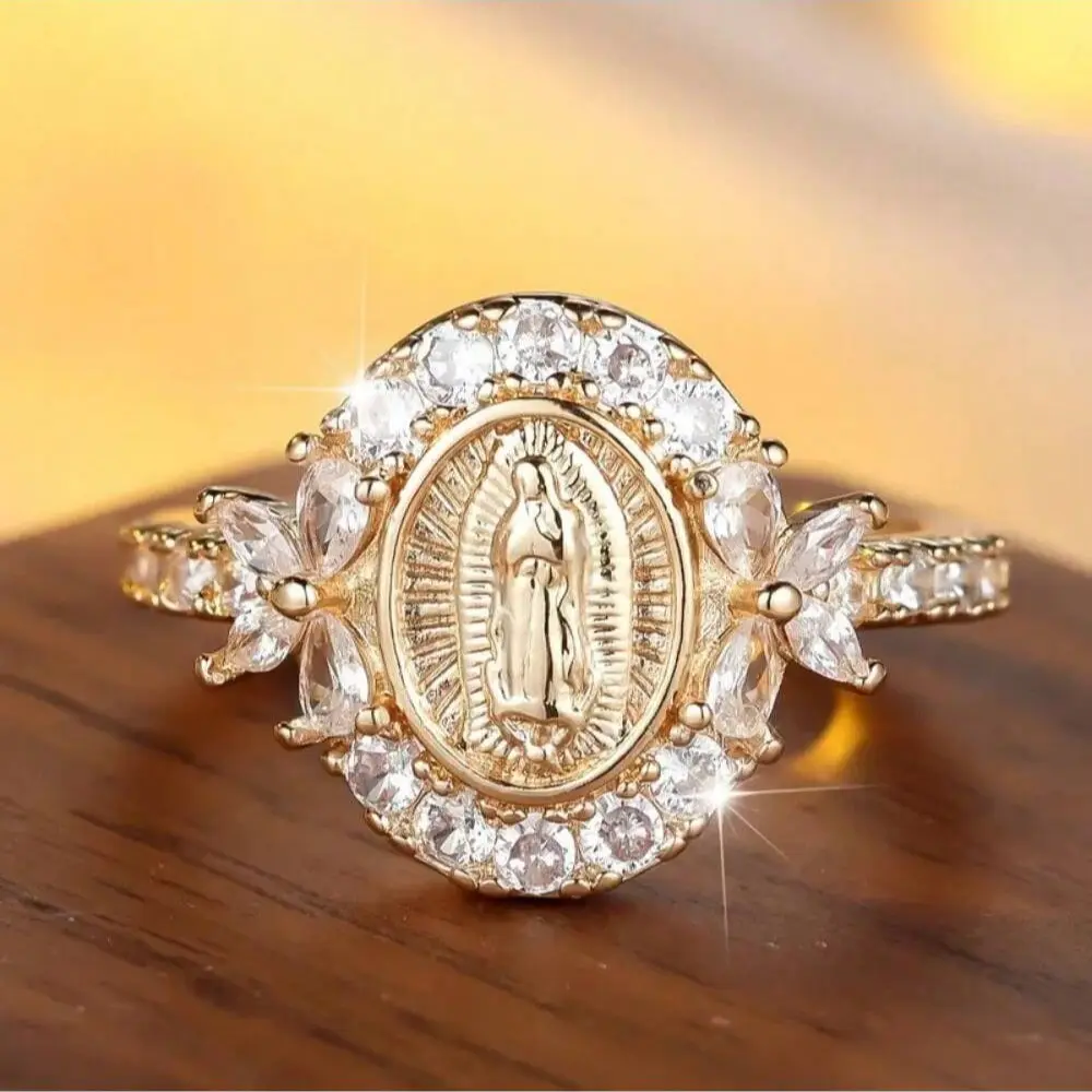 Elegant Vintage-Inspired Virgin Mary Ring - Perfect for Parties &Everyday Glamour, Luxury, Fashion Personality Valentine's Day Anniversary Gift The Best Choice for Wearing At A Dinner Party Elegant Glittering Ring