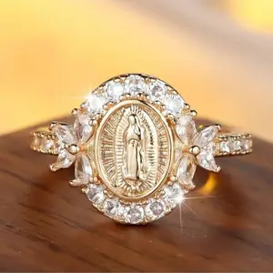 Elegant Vintage-Inspired Virgin Mary Ring - Perfect for Parties &Everyday Glamour, Luxury, Fashion Personality Valentine's Day Anniversary Gift The Best Choice for Wearing At A Dinner Party Elegant Glittering Ring