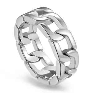 Simple Wind Titanium Steel Chain Ring Ring, Hipster Hip-hop Wear Personalized Stainless Steel Jewelry