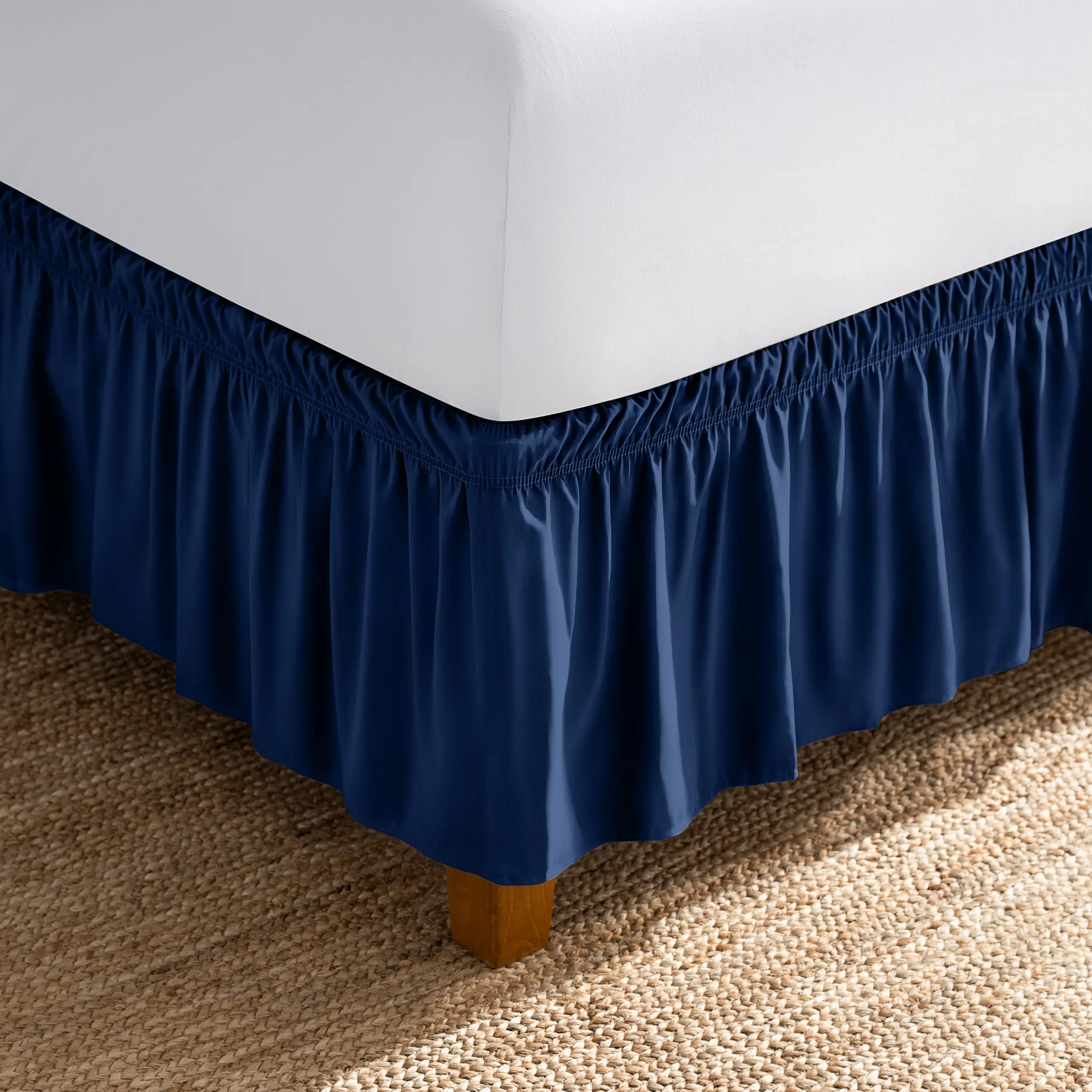 Bare Home Adjustable Wrap-Around Polyester Bed Skirt - Queen/King/Twin Sizes, Black, Bed Frame Compatible, Box Spring Cover, Fade-Resistant, Underbed Storage Solution, Essential Bedding Accessory