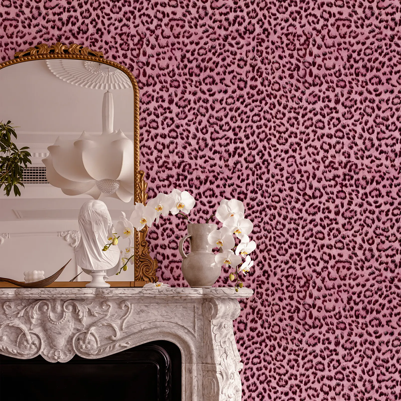 Pink Leopard Print Peel and Stick Wallpaper Self Adhesive Removable Rental Friendly Contact Paper for Bedroom Bathroom Living Room Accent Wall